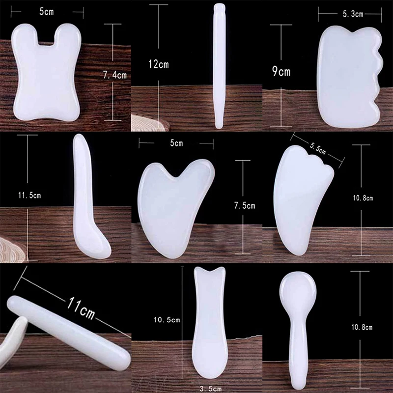 1PCS Natural White Jade Guasha Board Scraching Face Eyes Scraping GuaSha SPA Massage Tool Health Care Acupoints Plate Massager