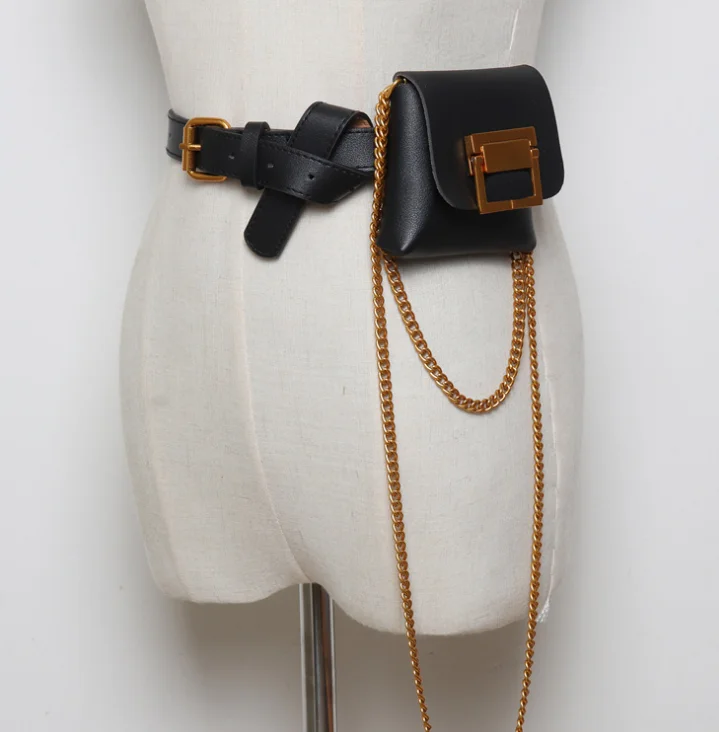 

Luxury Brand Mini Leather Fanny Pack for Women Fashion Snake Skin Female Chains Shoulder Bag Small Waist Pack Belt Purse Bags