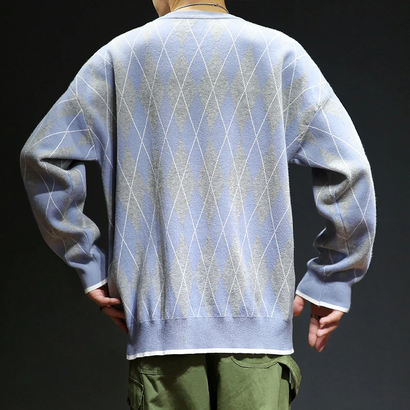 Winter Sweater Men's Warm Fashion Contrast Color Casual Knit Sweter Clothes Man Streetwear Loose Long-sleeved Pullover Men M-5XL Winter Sweater Men's Warm Fashion Contrast Color Casual Knit Sweter Clothes Man Streetwear Loose Long-sleeved Pullover Men M-5XL