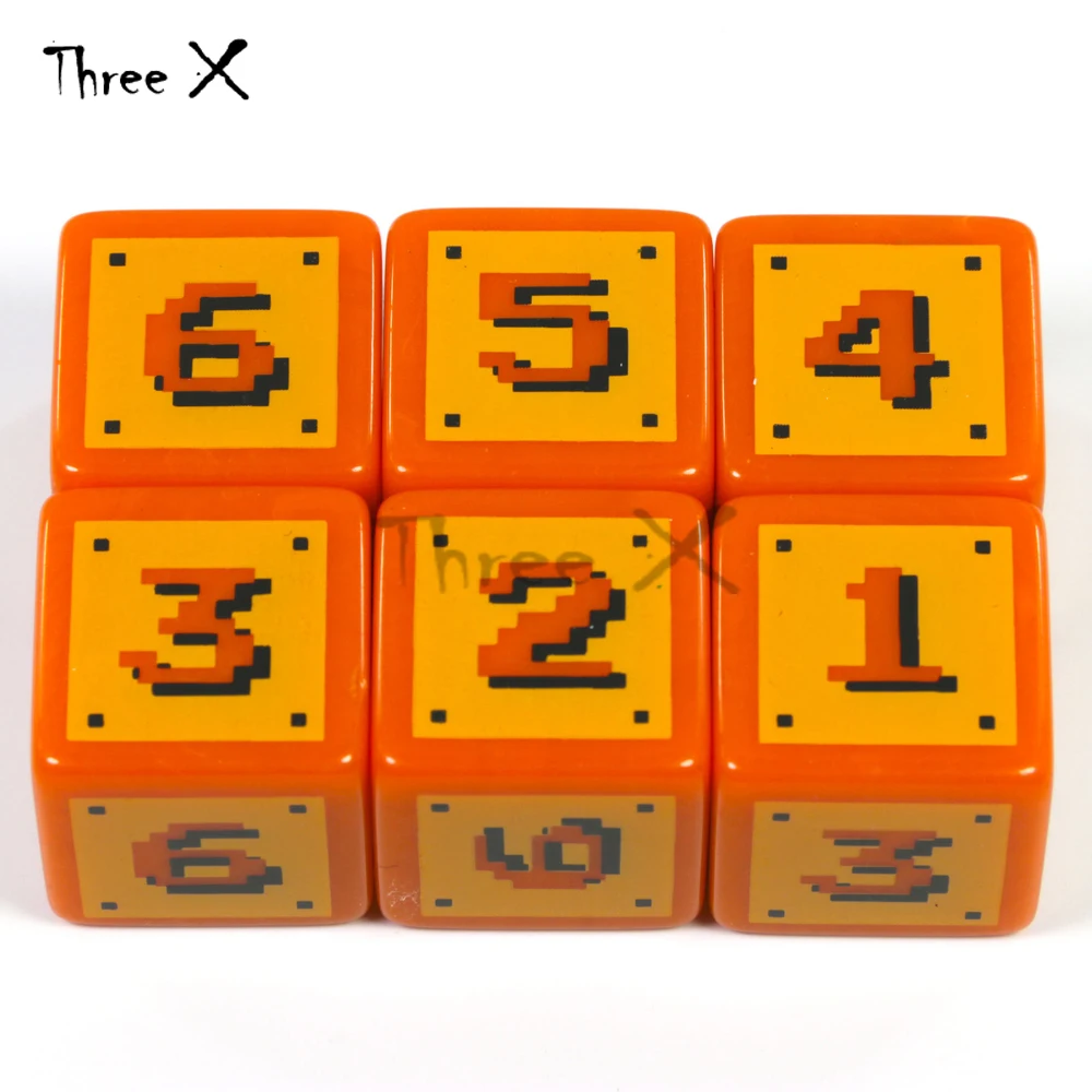 

6 style of logo 18mm Digital D6 Dice Set 6pcs/set, Plastic 6 Sided Cube for Poker Card Game/Education Gambling,Board Game