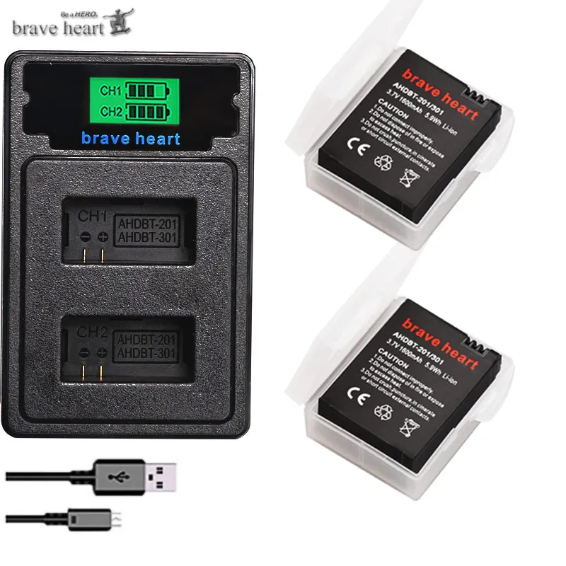 Батарея высокой емкости для gopro hero 3 GoPro hero3+ TYPE-C Зарядное устройство USB+ чехол для аккумулятора для gopro go pro hero 3 3+ аксессуары для камеры - Цвет: charger and 2battery