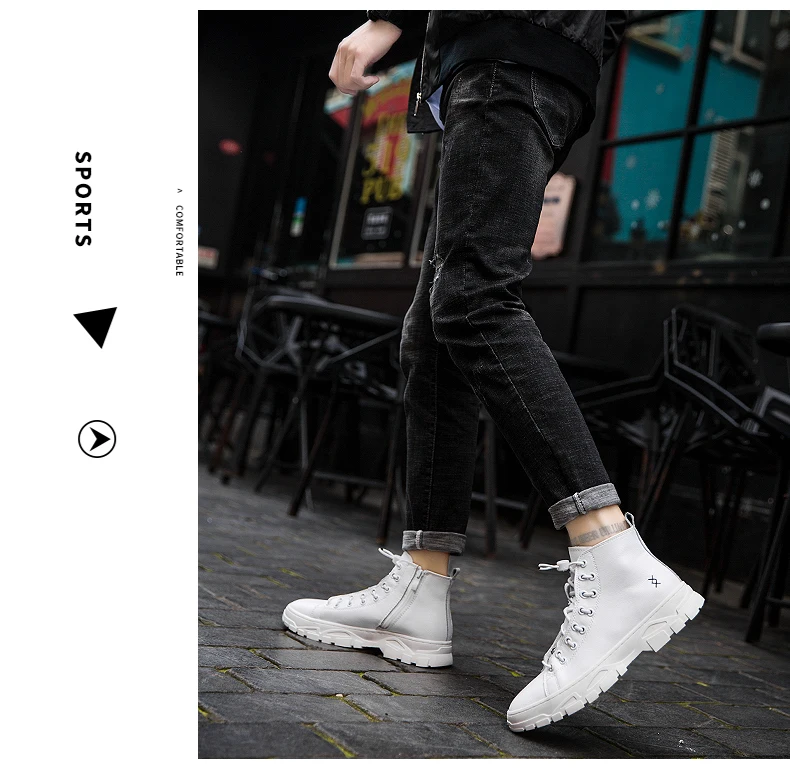 VRYHEID Genuine Leather Men Boots Fashion Casual Trend Waterproof Snow Boots High-top Non-slip Sole Short Ankle boots Man Bota