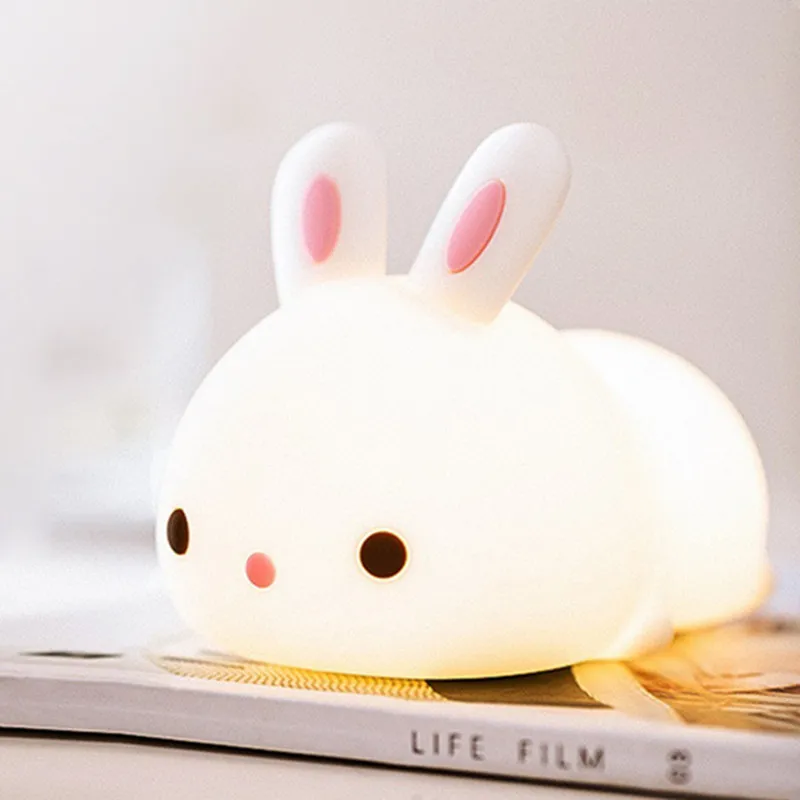 nite light Animal Night Light Silicone Deer Cloud Rabbit Cat Lamp Touch Sensor Remote Control RGB LED Night Lamp for Children Kid Baby Gift bathroom night light Night Lights