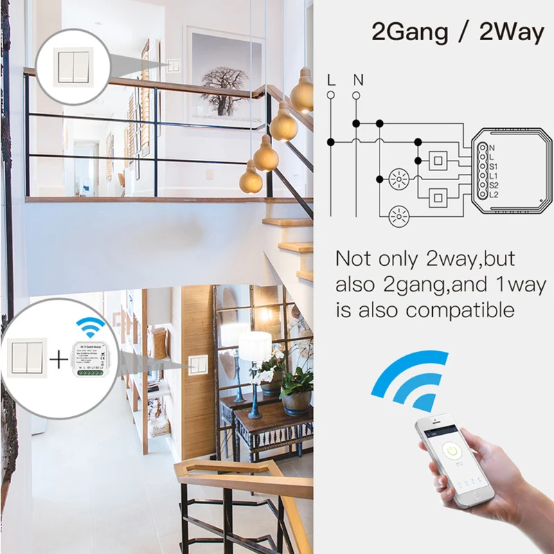 Wifi настенный смарт переключатель 2 Grand Way Diy выключатель Умный жизненный модуль
