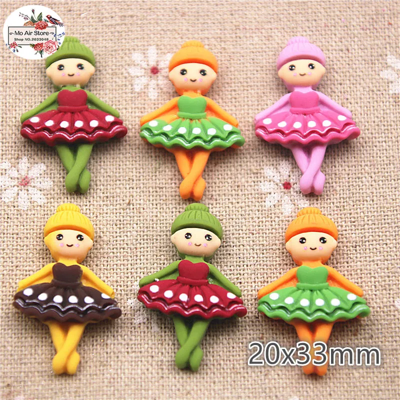 10 Pezzi Mix Color Resin Ballerina Girl Flatback Resin Cabochon Scrapbook Fiocco Per Capelli Fai Da Te, Phone Deco