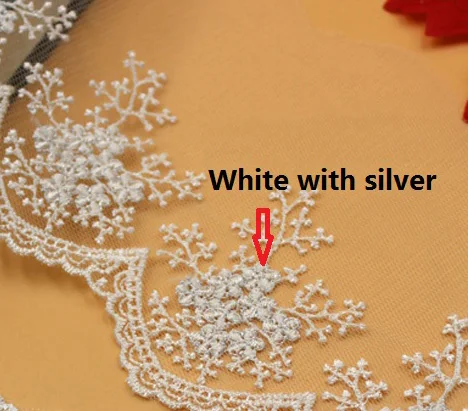 White with silver 11 см Ширина бежевый белый черный материал одежды DIY ремесло свадьба вышивка кружево отделка шитье аксессуары украшения дома - Цвет: White with silver