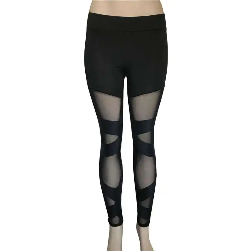 Leggings UIDEAZONE сетчатые рокерские перекрестные повязки на лямках Женские винтажные готические леггинсы с вырезами Клубная одежда - Цвет: Leggings