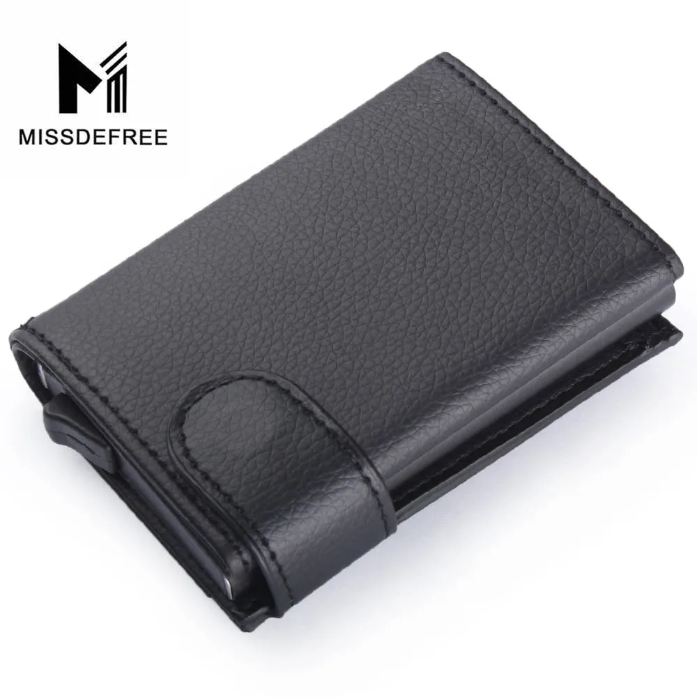 Black Max RFID тонкий бумажник для карт для мужчин и женщин из искусственной кожи тонкий ID держатель для карт мини тонкий автоматический всплывающий кошелек для кредитных карт - Цвет: Black Max