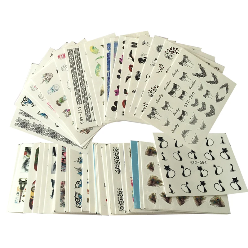 Переводные наклейки для ногтей 50 листов водные переводные картинки на ногти