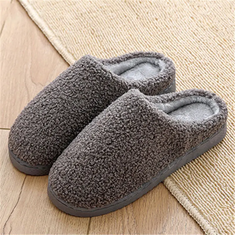 

Fashion Men Cotton Slippers Winter Indoor Warm Slippers Mens Short Plush TPU Non-slip Soft Bottom Home Lover Slippers