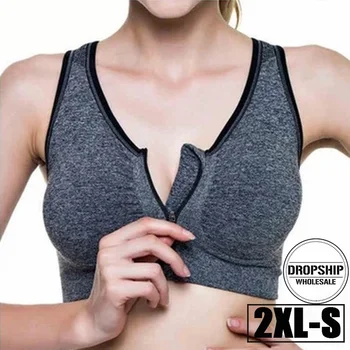 

2020 HOT Sports Yoga BH Bra Front Zipper Top SEXY Women Fitness Push up Gym Running Shockproof Shirt Workout Fast Dry Vest 2XL-S