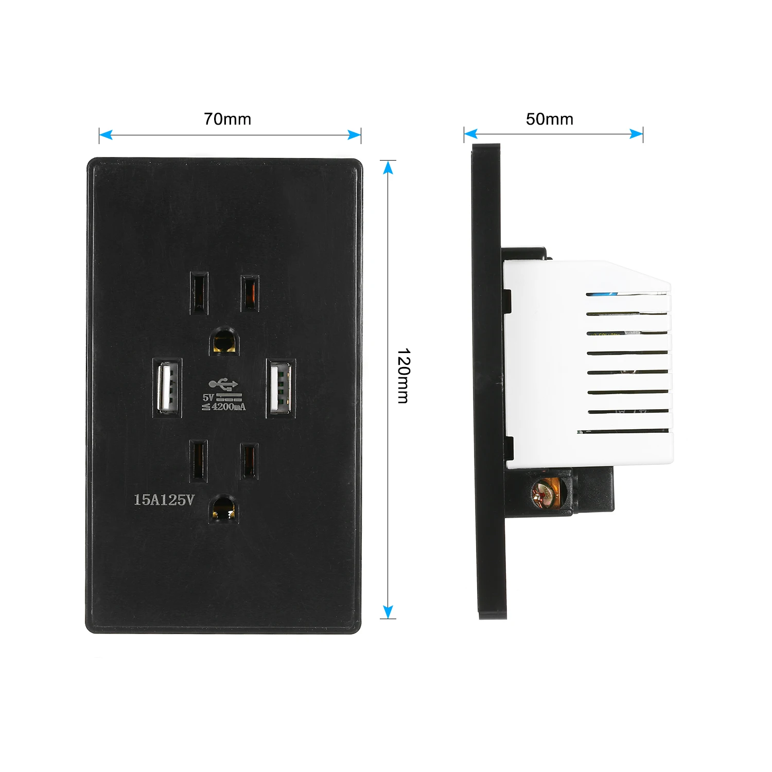 Белая черная розетка USB зарядное устройство настенная розетка двойной USB порт со смарт-чипом штепсельная вилка электрическая розетка 15А