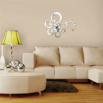 

Spot wholesale source manufacturer perfect mirror-like wall clock DIY mute home decoration mirror wall stickers