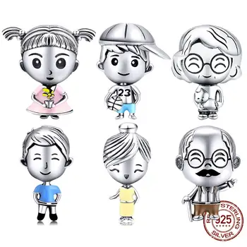 

Charms Lot BISAER Hot Sale 925 Sterling Silver Beads Mother Boy Father Girls Grandpa Grandma Family Charms for Jewelry Making