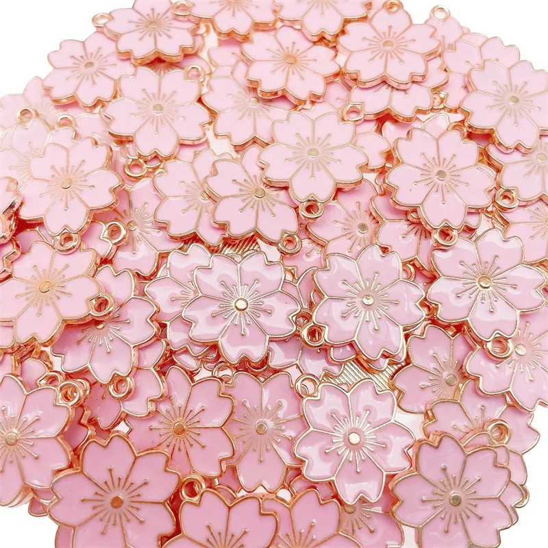 10 Teile/satz Bunte Emaille Sakura Charme für DIY Schmuck Machen Liefert Handgemachte Frauen Halsketten Zubehör Schmuck Großhandel – Detail 6