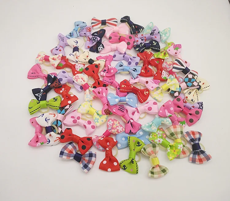 100 Pcs Pet Grooming Accessories Mix Color Puppy Cat Dog Hair Grooming Dog Hair Bows Rubber Bands Pet Dog Hair Bows Accessories
