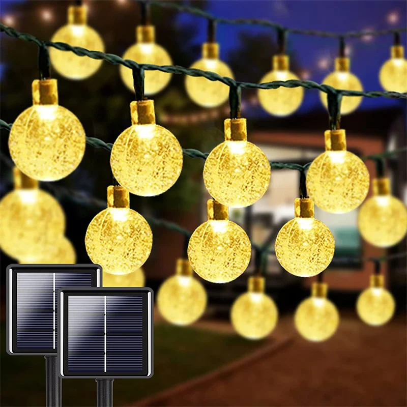 Solar String Lights Outdoor 8 Modes Waterproof Crystal Ball Solar