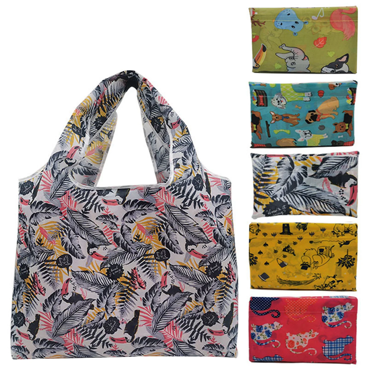 Women Lady Shopping Bag Resuable Foldable Floral Print Fruit Vegetable Pouch 