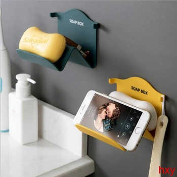 

Creative soap box soap box drain wall hanging punch-free soap box bathroom small objects storage rack soap holder