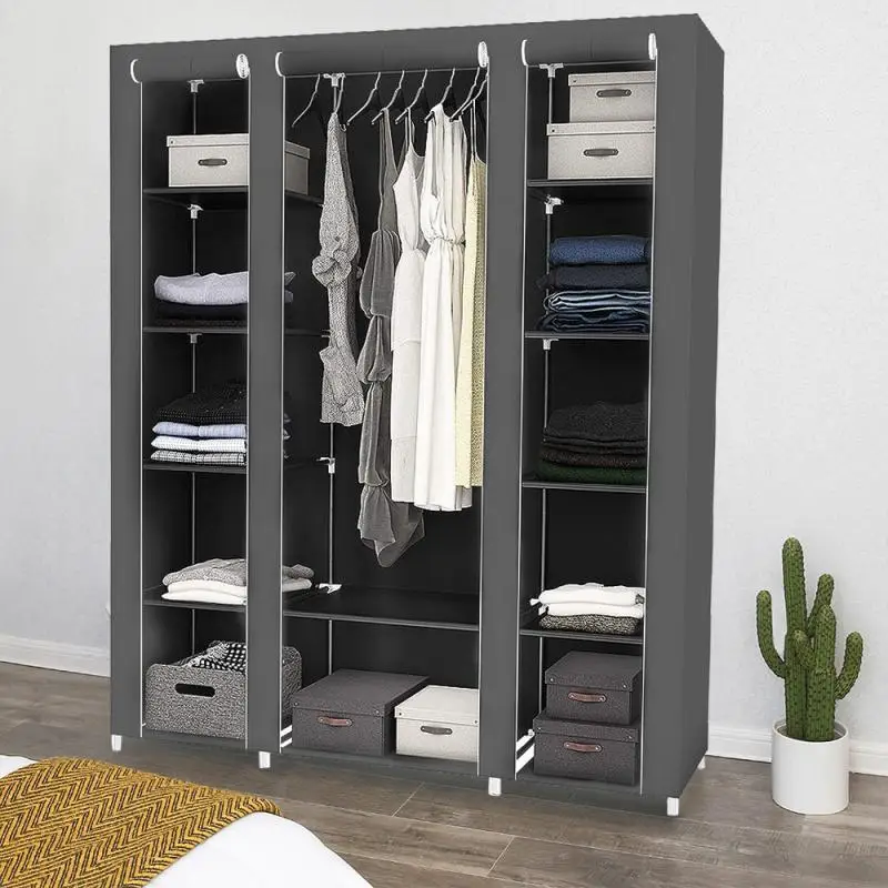 172*134*43CM Non-woven Wardrobe Bedroom Cloth Portable Folding Light Clothing Storage Cabinet Dustproof Closet HWC | Мебель