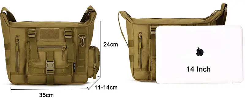 14 Inch Laptop schoudertas mannen Rugzak A4 Document Tactische Militaire Molle Messenger Sport Crosscody Zakken Sling Pack
