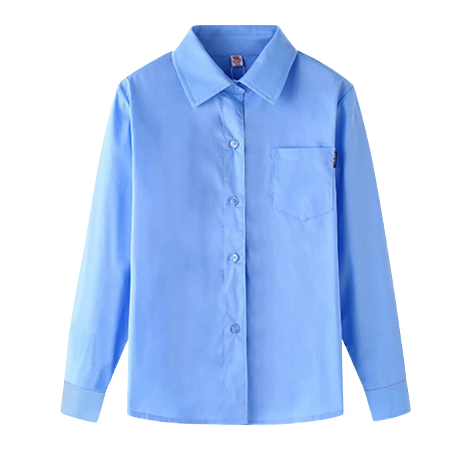 Boys School Blouse Shirt Long Sleeve White Shirt Sky Blue Formal Blouse Top For Student Ages 4-15 Years Tops Children Clothes boys long sleeve shirts