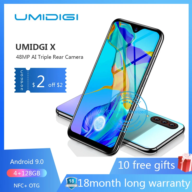 UMIDIGI X 48MP Тройная задняя камера 128 Гб телефон nfc отпечатков пальцев 6,35 Android 9,0 4G смартфон