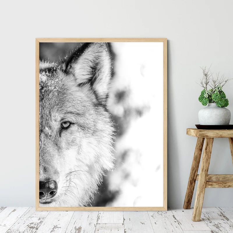 Black-White-Wolf-Print-Forest-Animal-Photography-Poster-Wilderness-Wall-Art-Canvas-Painting-Wall-Picture-Living