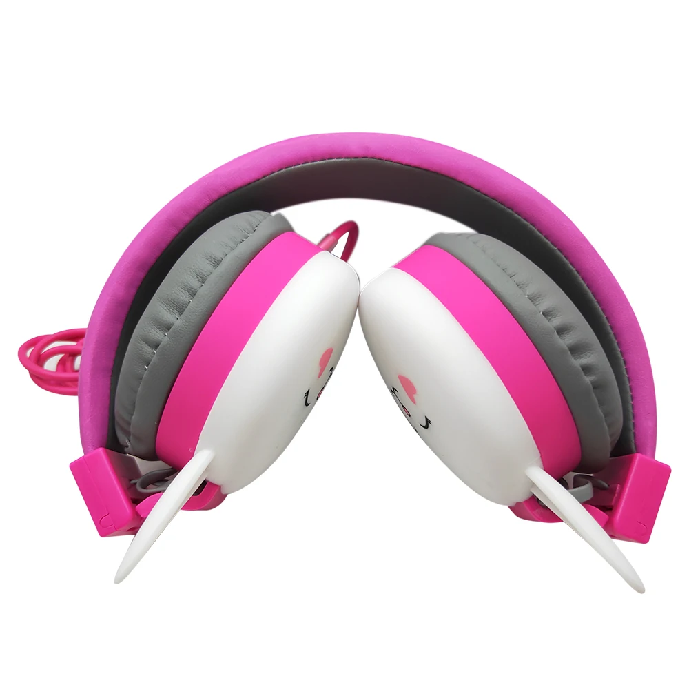 Cute Rabbit Ear Wired Headset Kids Girl Computer Gamer Headphones Foldable Music Headset Earphones For iPhone 11 Huawei Gift