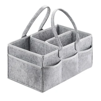 

Portable Holder Bag For Changing Table Nursery Essentials Storage Bins Baby Felt Diaper Organizer