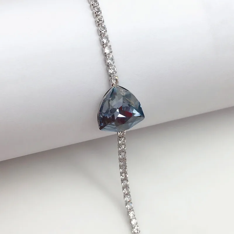 Ms Betti Full Rhinestone Chains Bracelet Big Triangle Stone Crystal From Austria 2021 Fashion Design Women Birthday Party Gifts