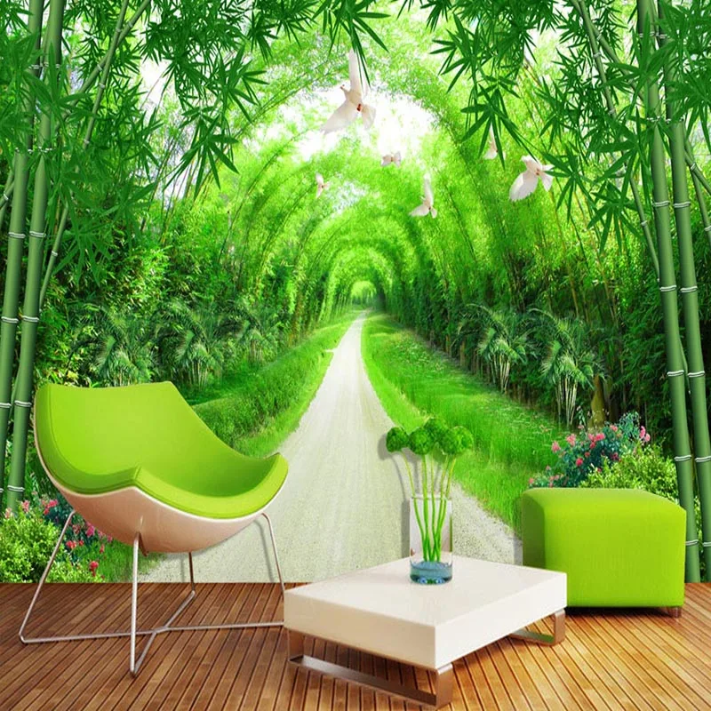 

Dropship Custom Any Size Mural Wallpaper 3D Stereo Fresh Forest Path Photo Wall Murals Spatial Extension Papel De Parede 3 D