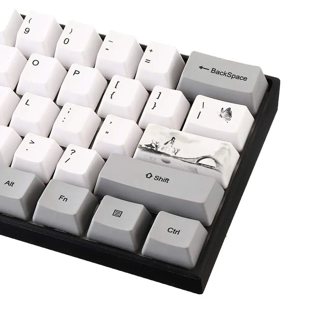 Chinese Lnk Painting Keycap Set PBT Sublimation OEM Profile Keycap For GK61 GK64 Mechanical Gaming