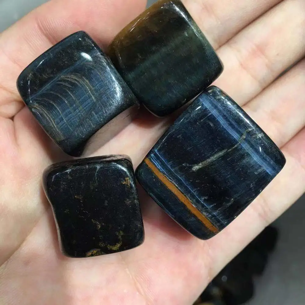 

4pcs Natural Stones and Crystals Blue Obsidian Quartz Polished Square Tumbled Stone Mineral Specimen for Decoration