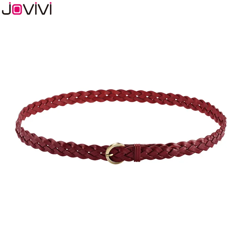 Jovivi 1x пояса из натуральной кожи женские плетеные ремни из воловьей кожи тонкие женские ремни для женщин джинсовое платье модный ремень подарок на день рождения