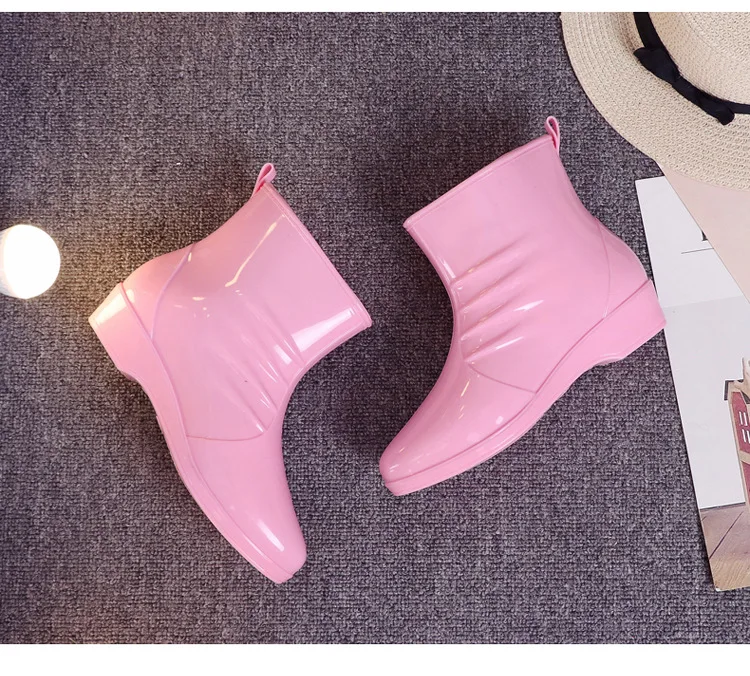 Г. Женская водонепроницаемая обувь женские непромокаемые сапоги Нескользящая бархатная короткая резиновая обувь водонепроницаемые ботинки для взрослых размеры 36-40, красный, черный, розовый