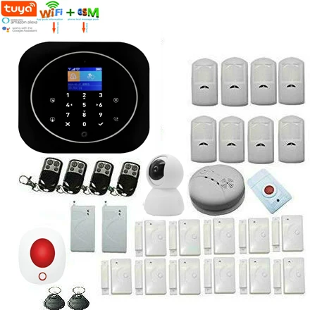 Yobang безопасности wifi Tuya GSM домашняя сигнализация комплект беспроводной дом безопасности с IP камерой Tuya приложение управление Google Home Alexa - Цвет: G12B16