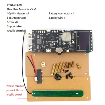 

DSTIKE Deauther Monster V5 Home Development Board Rechargeable Battery Tool With Antenna Integrated Charging Durable Electronic