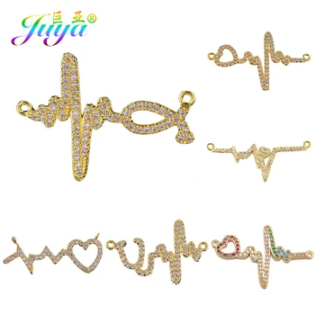 

Juya DIY Fashion Jewelry Accessories Supplies Heart Heartbeat Electrocardiogram Charm Connectors For Bracelet Necklace Making