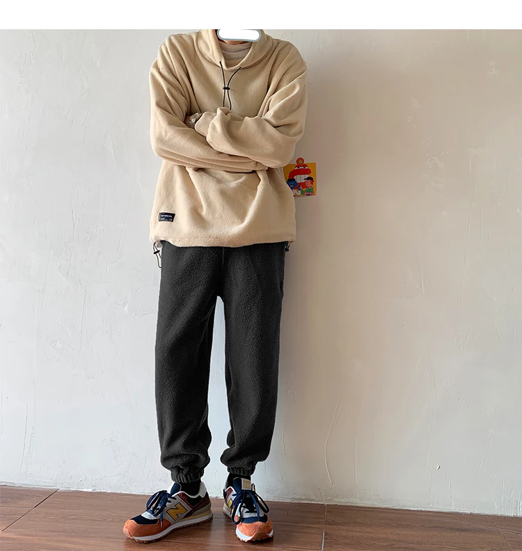 Winter Plus Velvet Padded Pants Men's Warm Fashion Casual Lamb Hair Pants Men Streetwear Wild Loose Joggers Sweatpants Mens
