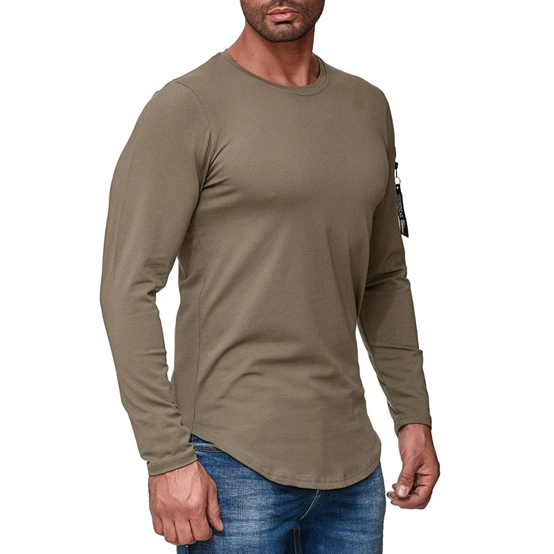 Men Tops T-shirt Sports Autumn Long Sleeve Basic Tee Fashion Business Winter