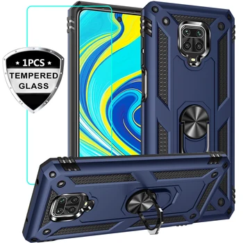 

for XiaoMi RedMi Note 9s Pro Case with Tempered Glass Screen Protector [1Pack] Military Grade with Rotating Holder Kickstand