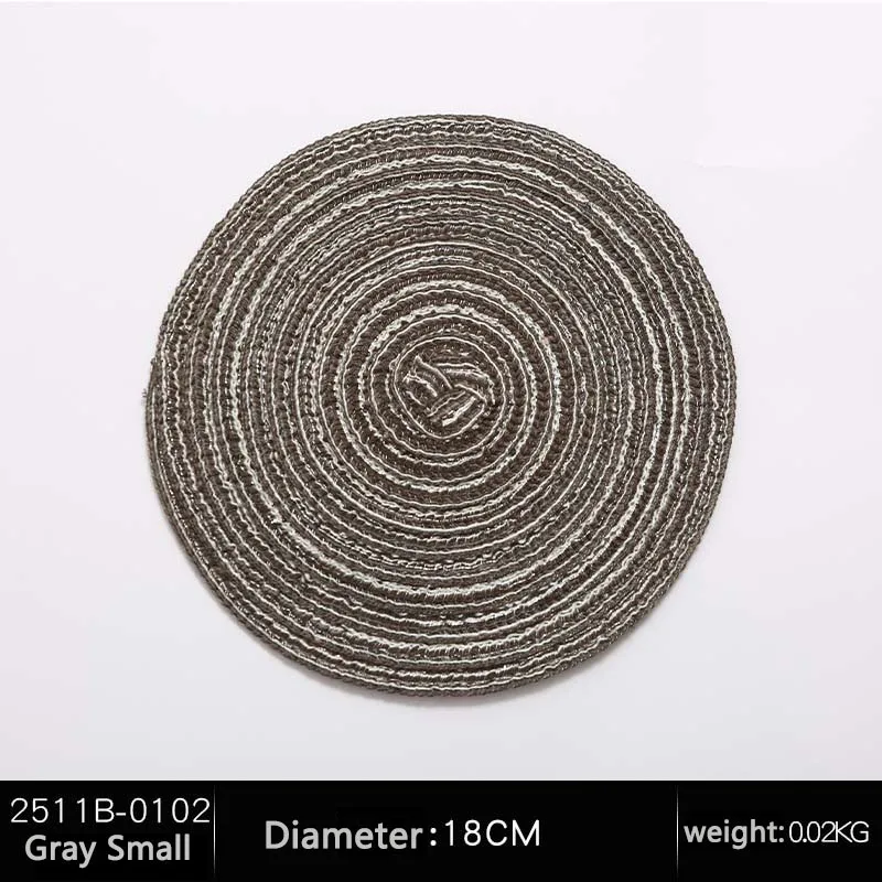 Small Gray 5pcs Европейские круглые столовые приборы, коврики рами, плетеные подставки, миска, обеденный стол, изоляционный коврик, кухонный инструмент, Нескользящие столовые приборы, домашний декор - Цвет: Small Gray 5pcs