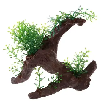 

Green Dark Brown Fish Tank Aquarium Driftwood Plastic Tree 5.7 inch