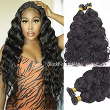 

Keratin I Tip Human Hair Extensions Body Wave Micro Bead Brazilian Pre Bonded Hair Black Color Stick I-tip Hair 100g 100Strands