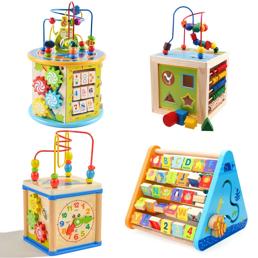 

Multi-Function 8 in 1 Wooden Match Around Beads Maze Box Early Childhood Educational Intelligence Learning Toys for Children