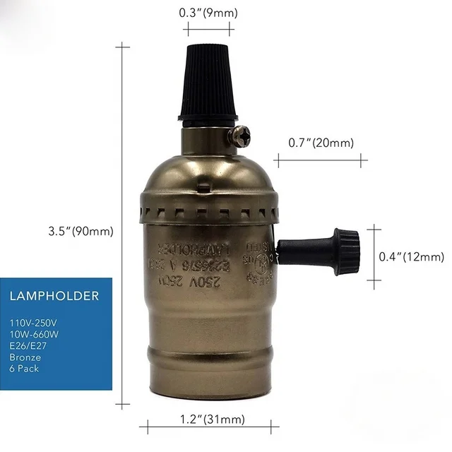 Vintage Lamp Holder Fitting E27 Lamp Holder Socket Chain Switch Douille E27 Socket Light UL CE Bulb Socket Holder Base E27B1