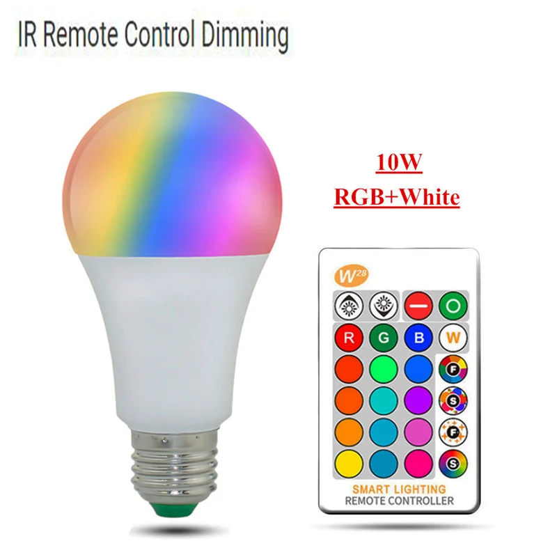 IR RGBW 10W С регулируемой яркостью E27 светодиодный светильник RGB 15 Вт WI-FI смарт-лампа Bluetooth APP Управление 5W 10W ИК-пульт дистанционного управления Управление подсветка rgbww светодиодные лампы 85-265V для дома - Испускаемый цвет: IR RGBW 10W