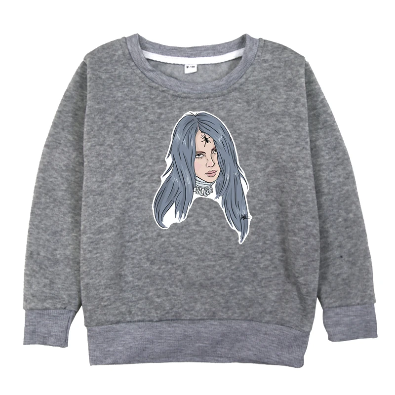 Hoodies 12 Осенне-зимняя толстовка с капюшоном для девочек; футболки с принтом Billie Eilish; детская одежда; детские толстовки; длинный костюм с рукавами для маленьких мальчиков и девочек - Цвет: Hoodies 12