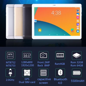 

2020 Android 9.0 The Tablet 10.1 inch 6GB RAM 128GB ROM Octa Core Dual Cameras 5.0MP 1280*800 IPS Phone 3G WPS Tablets 7 8 9 10